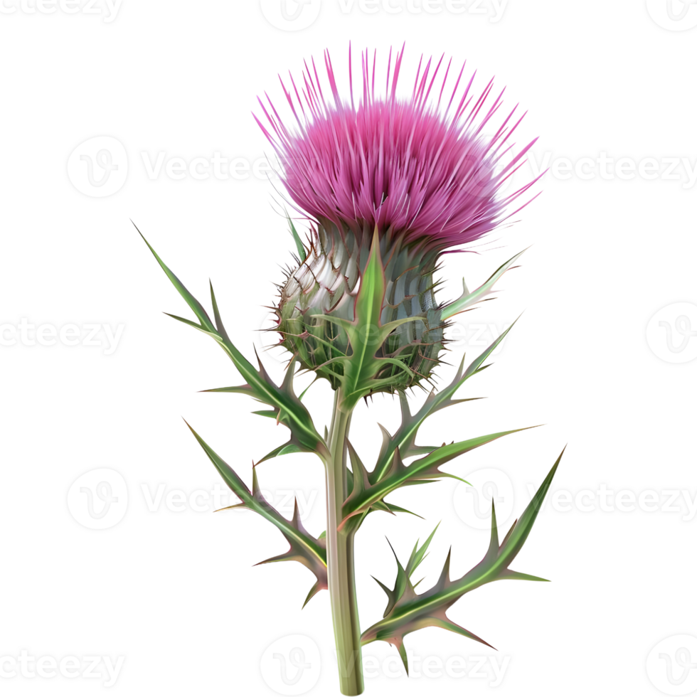 AI generated 3D Rendering of a Thistle Flower on Transparent Background - Ai Generated png