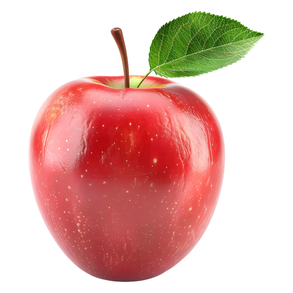 ai generado 3d representación de un rojo manzana en transparente antecedentes - ai generado png