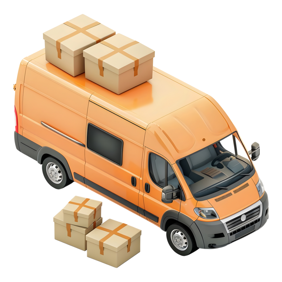 AI generated 3D Rendering of a Delivery Van on Transparent Background - Ai Generated png