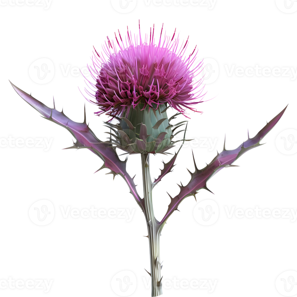 AI generated 3D Rendering of a Thistle Flower on Transparent Background - Ai Generated png