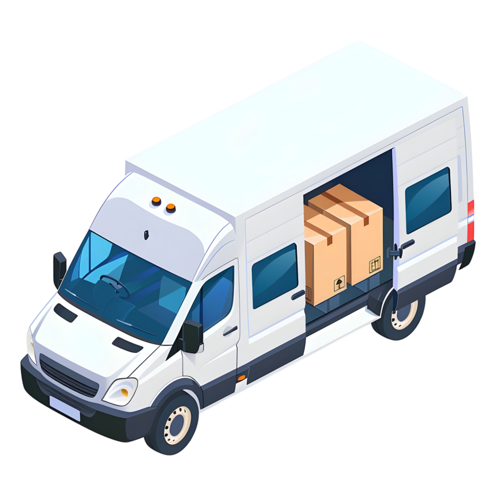 AI generated 3D Rendering of a Delivery Van on Transparent Background - Ai Generated png