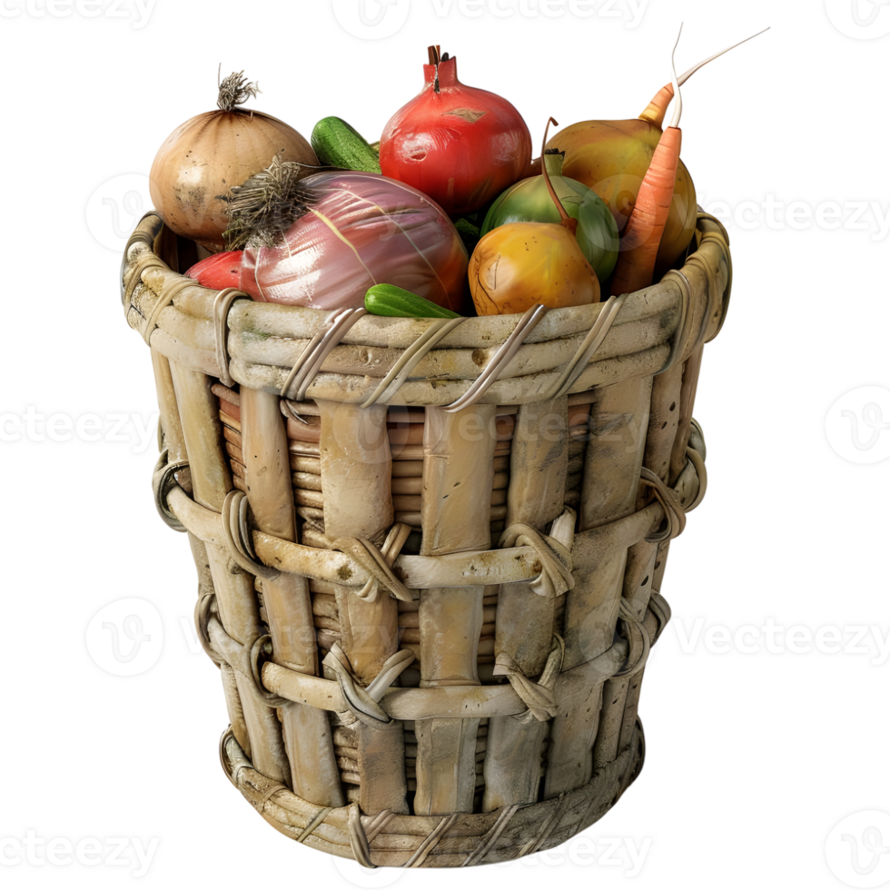 AI generated 3D Rendering of a Mix Vegetables in a Basket on Transparent Background - Ai Generated png
