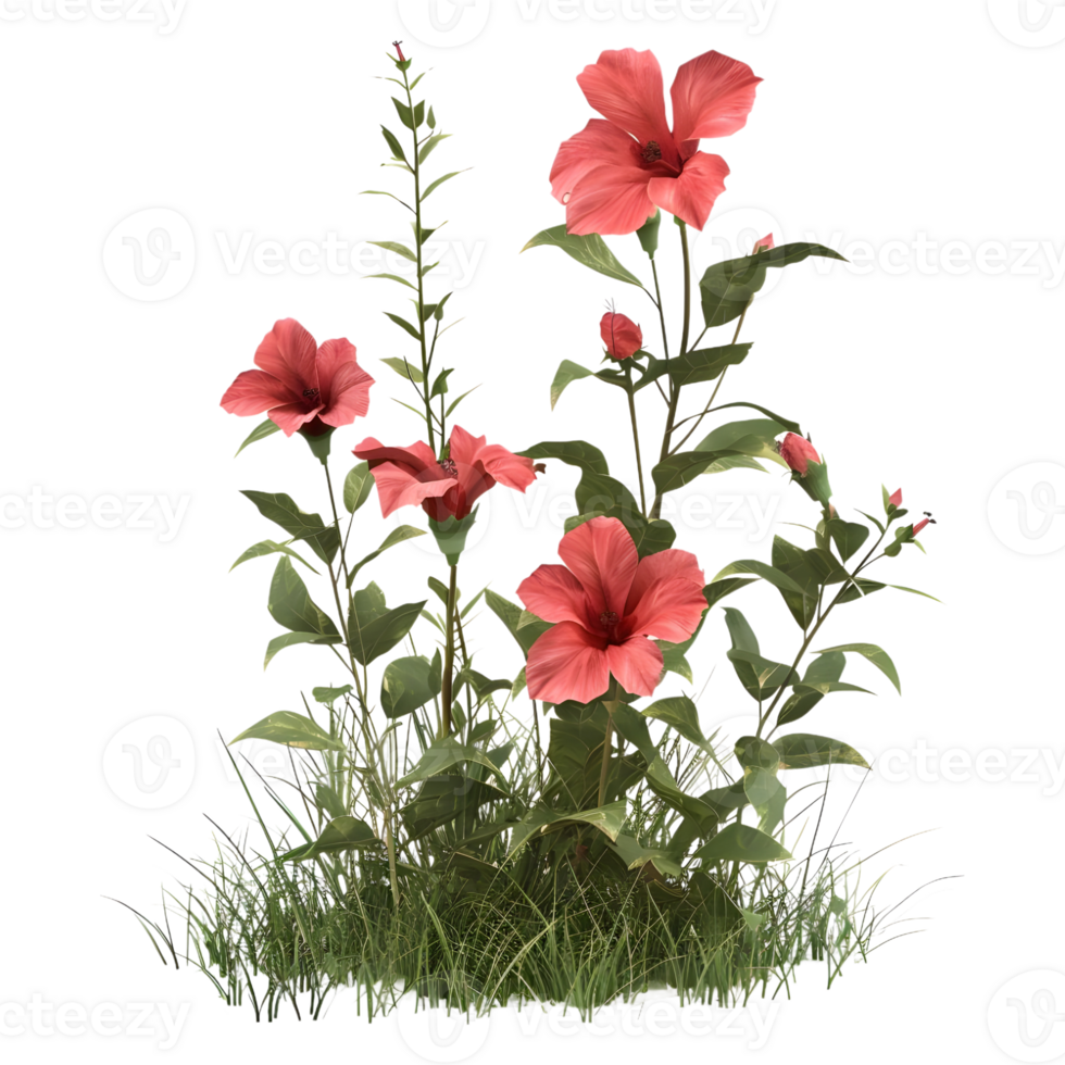 AI generated 3D Rendering of a Red Flower Flores Tallo on Transparent Background - Ai Generated png
