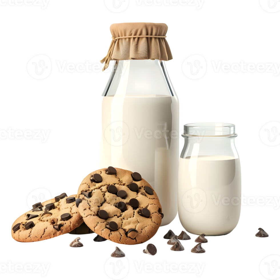 AI generated Milk Bottle With Chocolate Cookies on Transparent background - Ai Generated png
