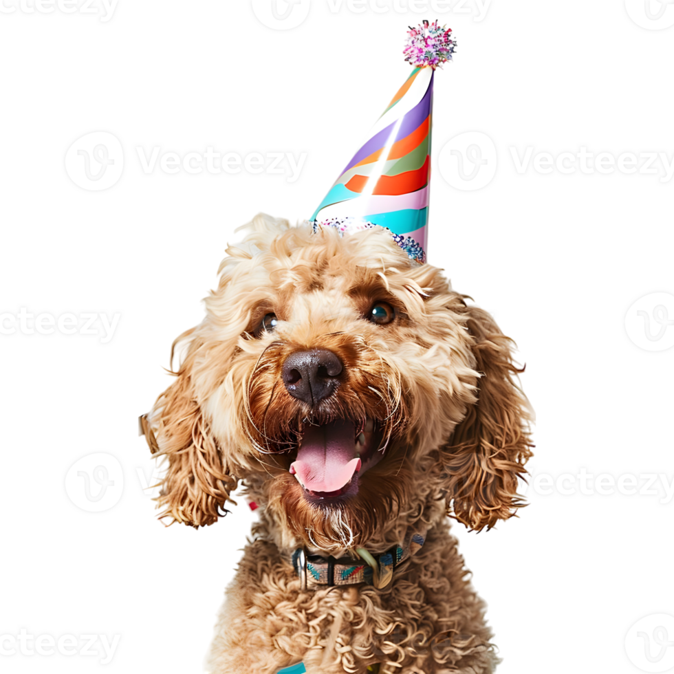 AI generated 3D Rendering of a Dog With Celebration Cap on Transparent Background - Ai Generated png