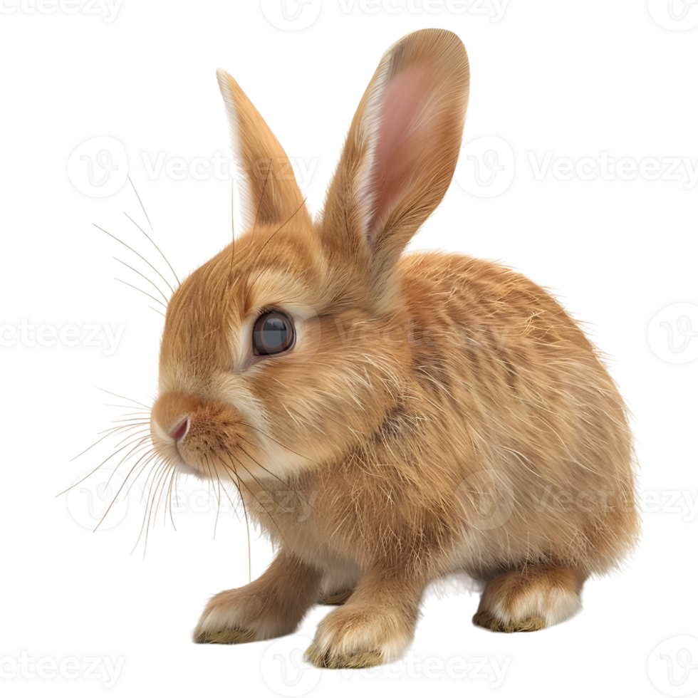 AI generated 3D Rendering of a Brown Rabbit on Transparent Background - Ai Generated png
