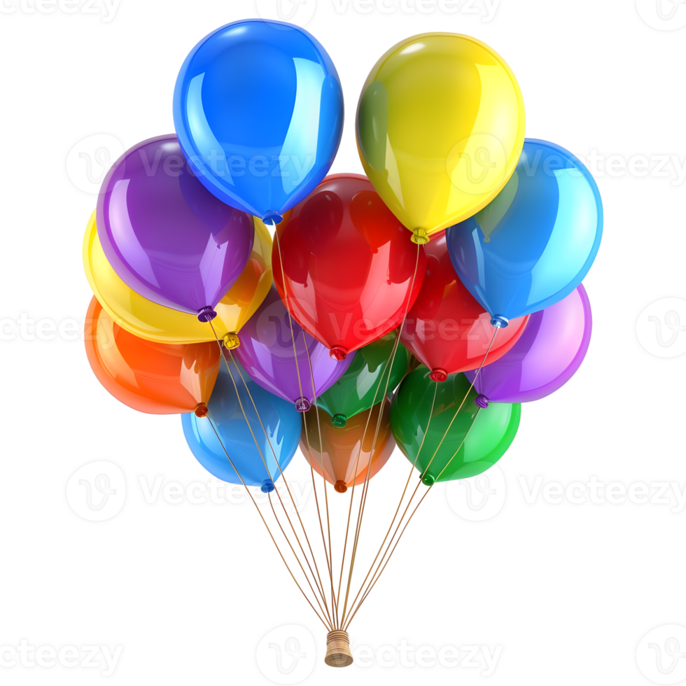 AI generated 3D Rendering of a Colorful Balloons For Celebration on Transparent Background - Ai Generated png