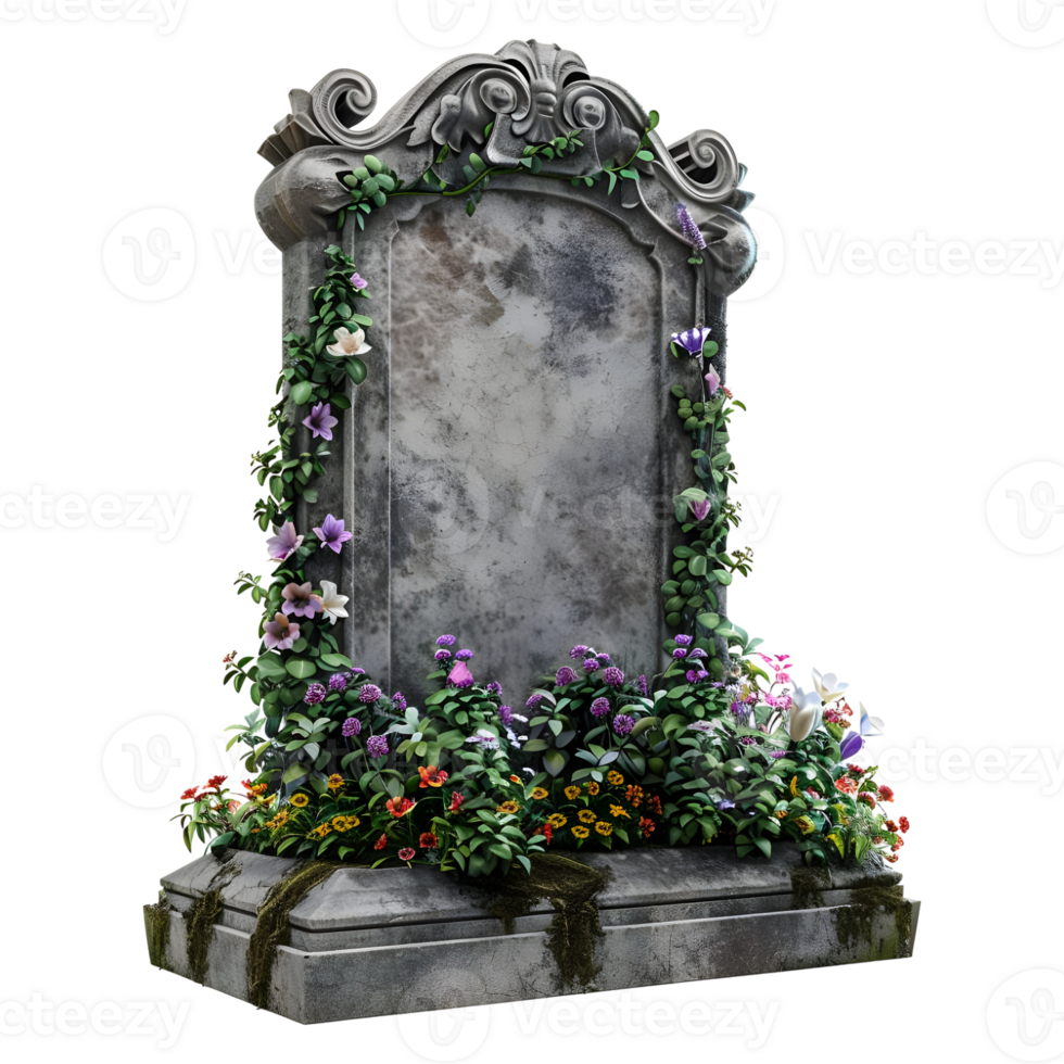 AI generated 3D Rendering of a Ancient Tombstone on Transparent Background - Ai Generated png