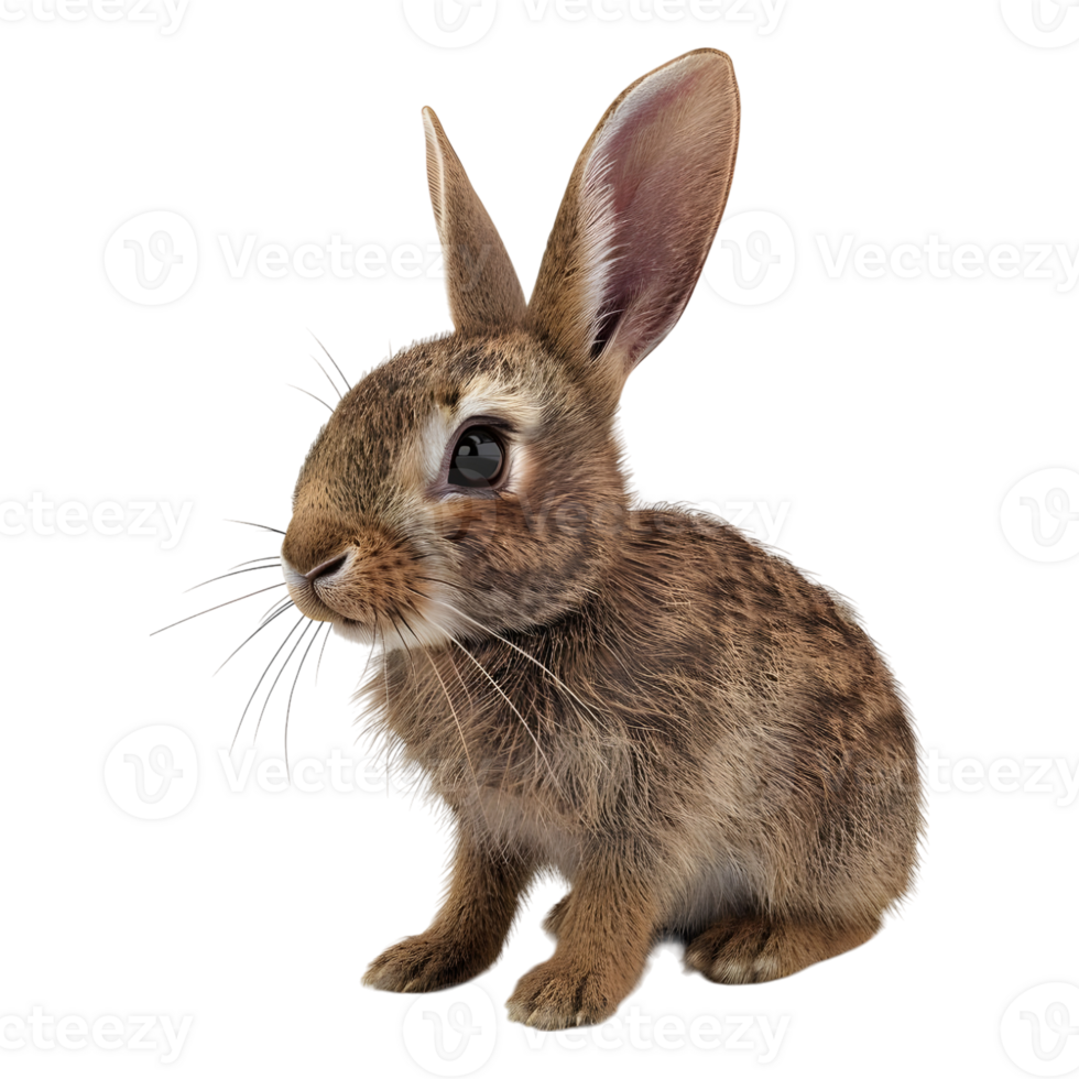 AI generated 3D Rendering of a Brown Rabbit on Transparent Background - Ai Generated png