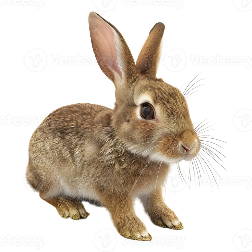 AI generated 3D Rendering of a Brown Rabbit on Transparent Background - Ai Generated png