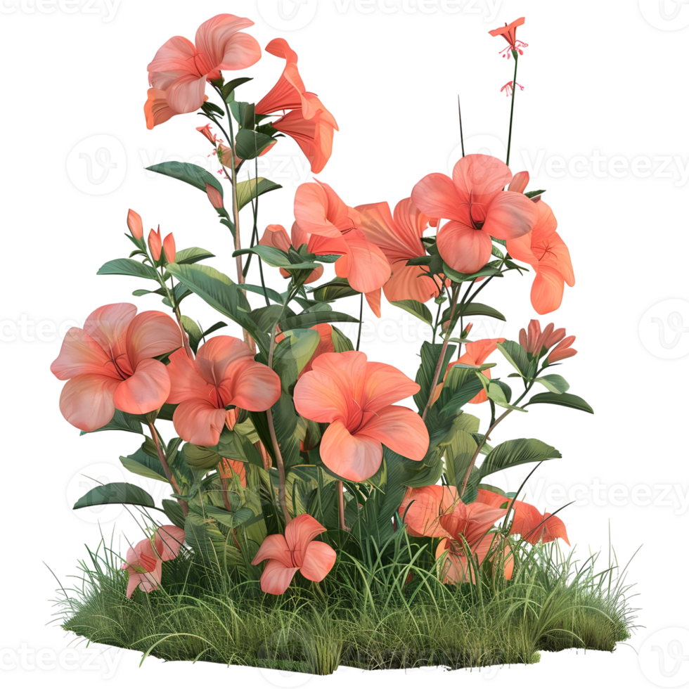 AI generated 3D Rendering of a Red Flower Flores Tallo on Transparent Background - Ai Generated png