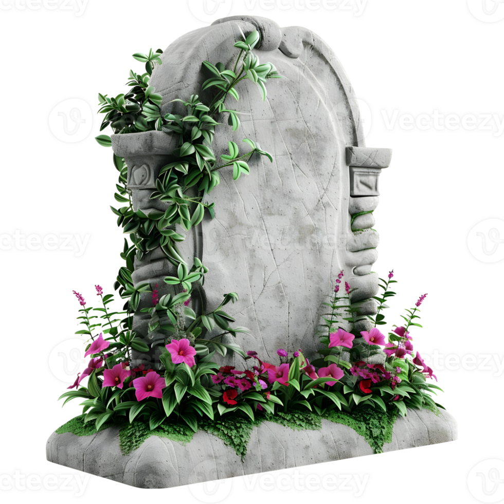 AI generated 3D Rendering of a Ancient Tombstone on Transparent Background - Ai Generated png