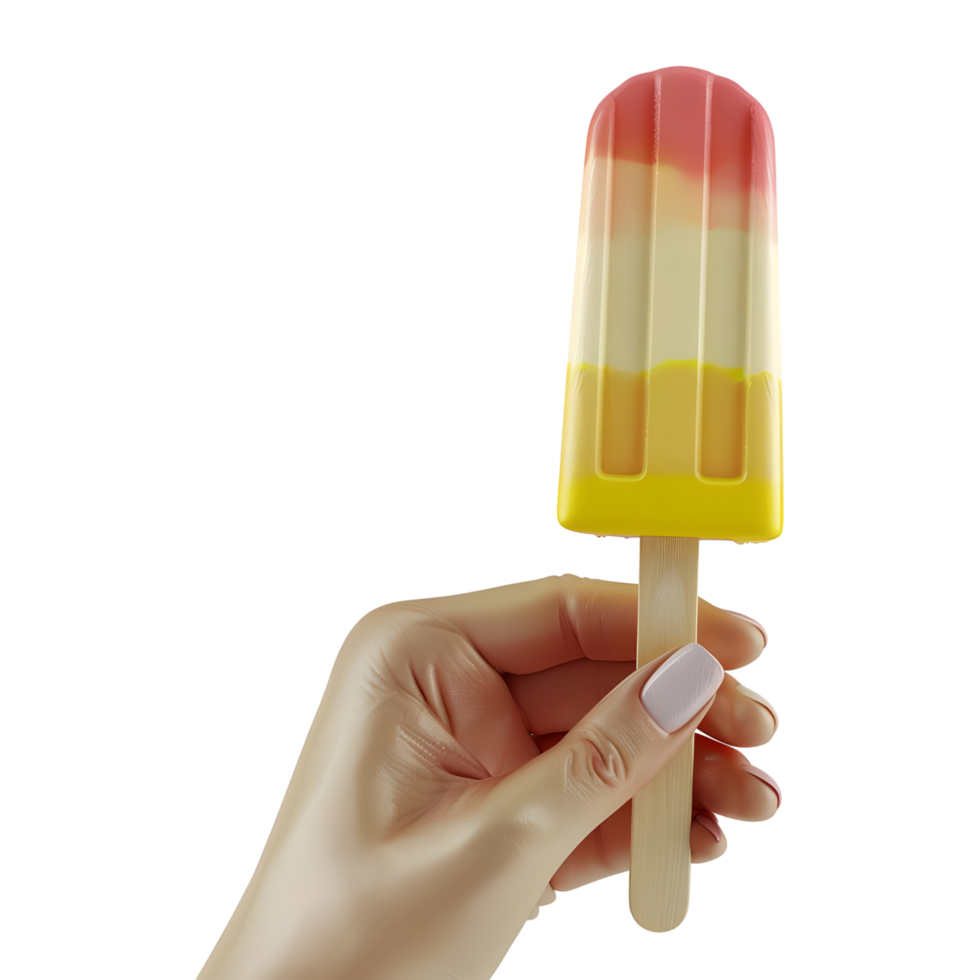 AI generated 3D Rendering of a Colorful Ice Cream in Hand on Transparent Background - Ai Generated png