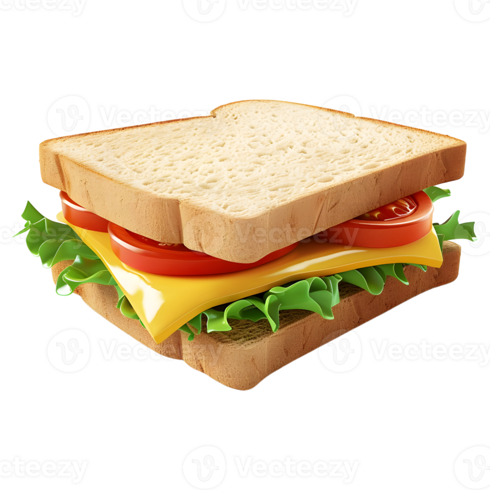 AI generated 3D Rendering of a Bread Sandwich on Transparent Background - Ai Generated png