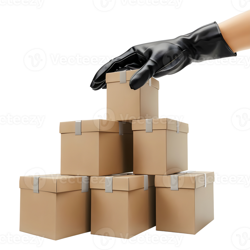 AI generated 3D Rendering of a Delivery Boy Hand with Parcels on Transparent Background - Ai Generated png