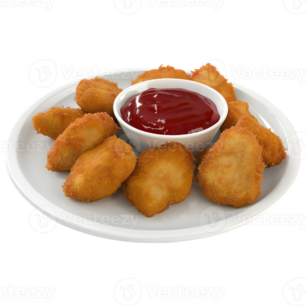 AI generated 3D Rendering of a Fast Foot Nuggets with Sauce on Transparent Background - Ai Generated png