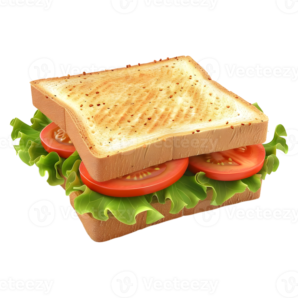 AI generated 3D Rendering of a Bread Sandwich on Transparent Background - Ai Generated png