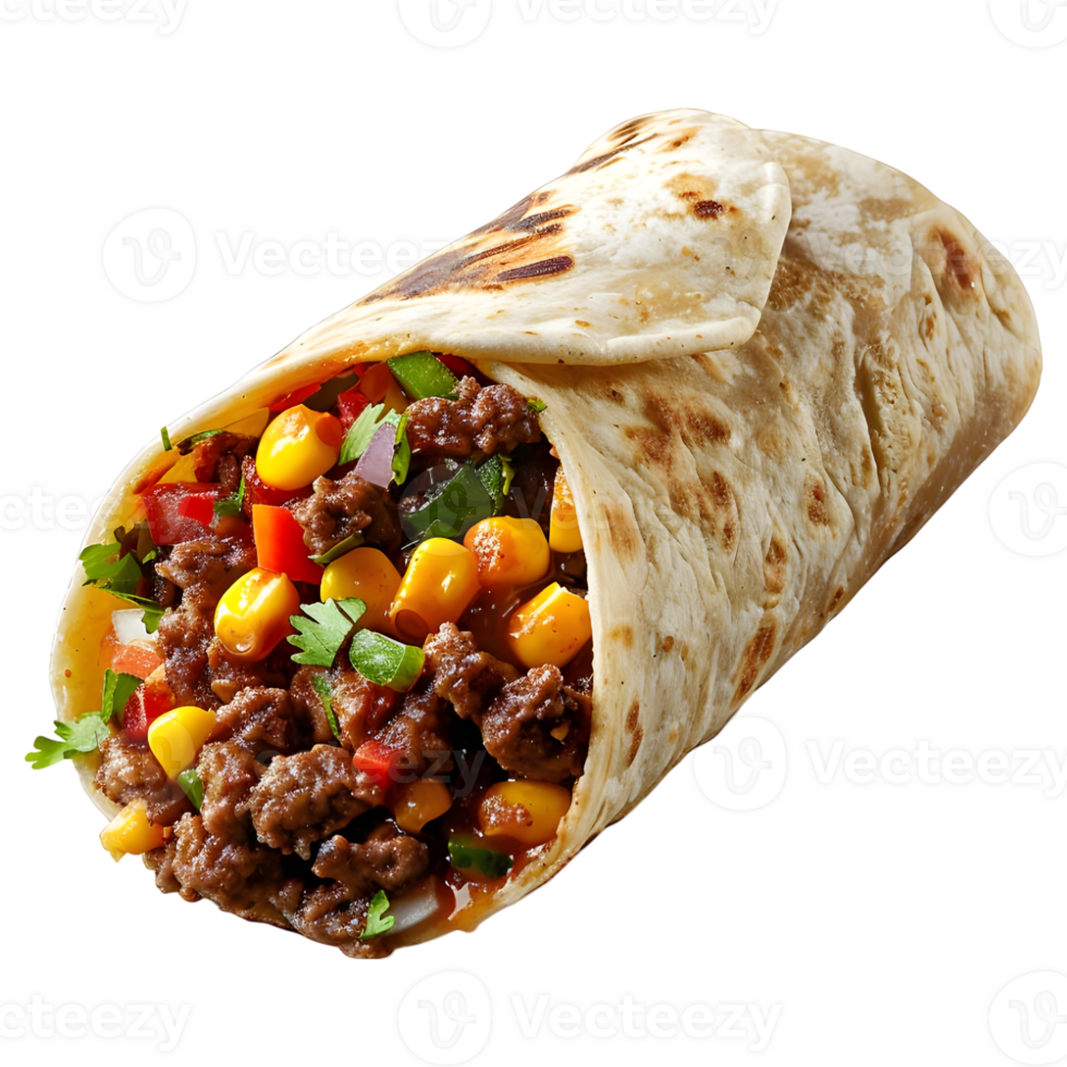 AI generated 3D Rendering of a Mexican Breakfast Burrito on Transparent Background - Ai Generated png