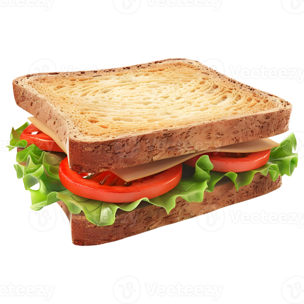 AI generated 3D Rendering of a Bread Sandwich on Transparent Background - Ai Generated png