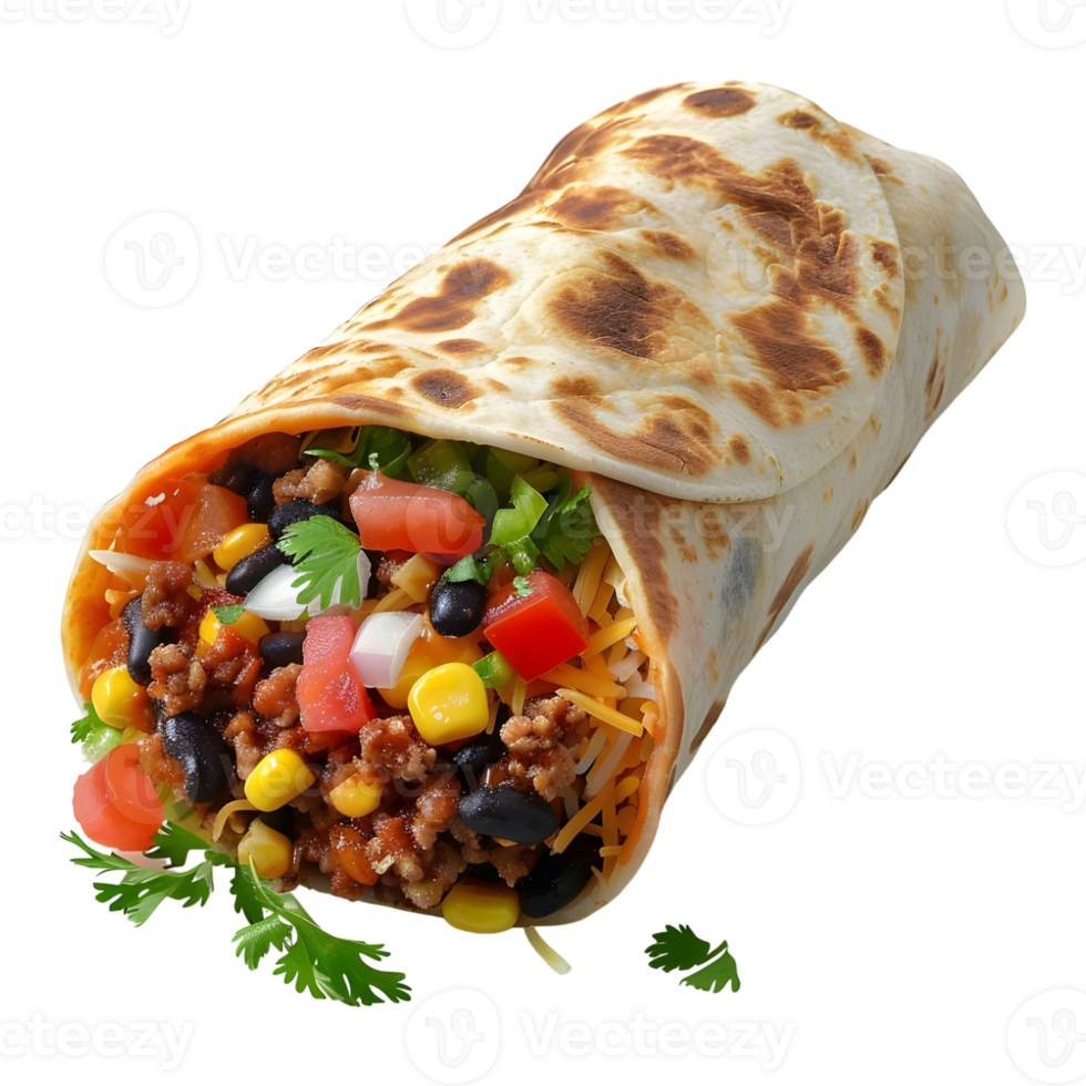 AI generated 3D Rendering of a Mexican Breakfast Burrito on Transparent Background - Ai Generated png