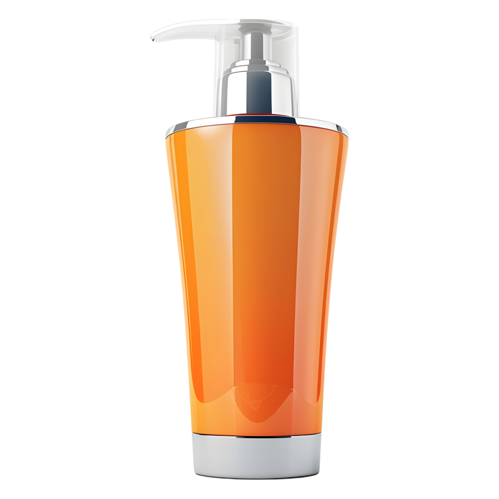 AI generated 3D Rendering of a Empty Shampoo Bottle Orange on Transparent Background - Ai Generated png