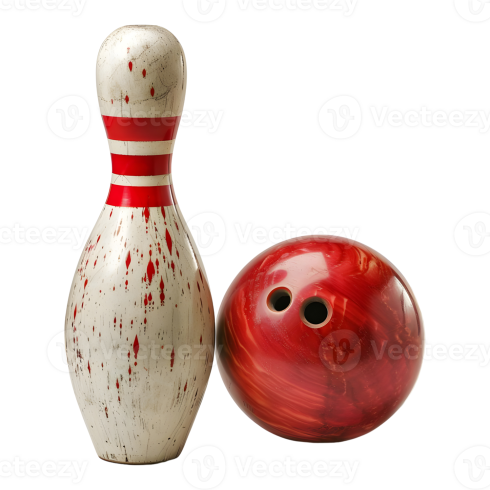 ai généré 3d le rendu de une bowling épingle et Balle sur transparent Contexte - ai généré png