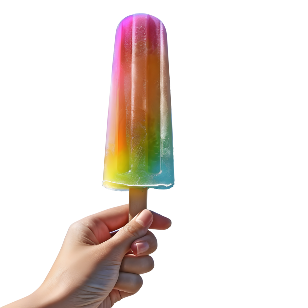 AI generated 3D Rendering of a Colorful Ice Cream in Hand on Transparent Background - Ai Generated png