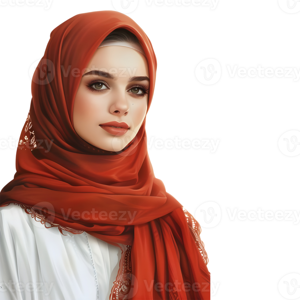 ai gegenereerd 3d renderen van een moslim meisje vervelend hijab Aan transparant achtergrond - ai gegenereerd png