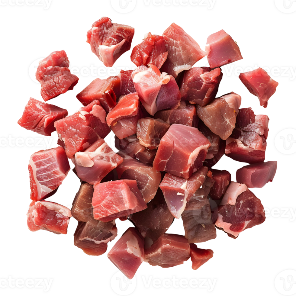 AI generated 3D Rendering of a Chopped Raw Meat on Transparent Background - Ai Generated png