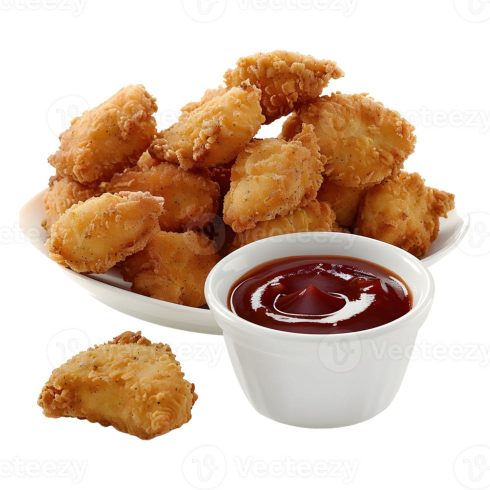AI generated 3D Rendering of a Fast Foot Nuggets with Sauce on Transparent Background - Ai Generated png
