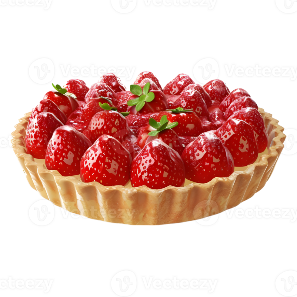 AI generated 3D Rendering of a Strawberry Cake on Transparent Background - Ai Generated png