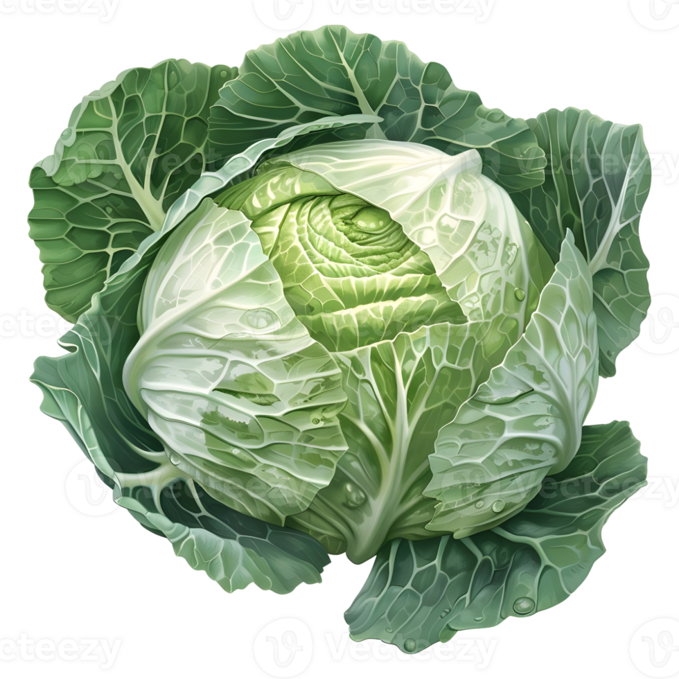 AI generated 3D Rendering of a Green Cabbage on Transparent Background - Ai Generated png