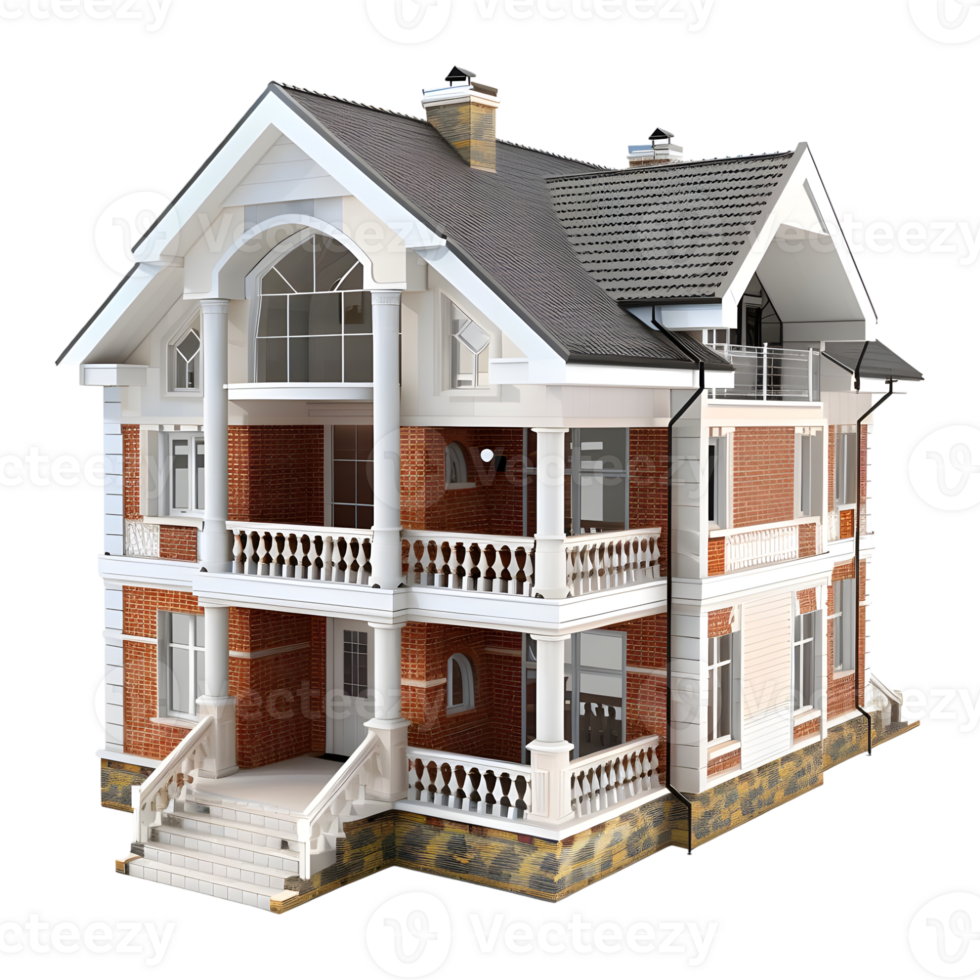 AI generated 3D Rendering of a Real Estate House on Transparent Background - Ai Generated png