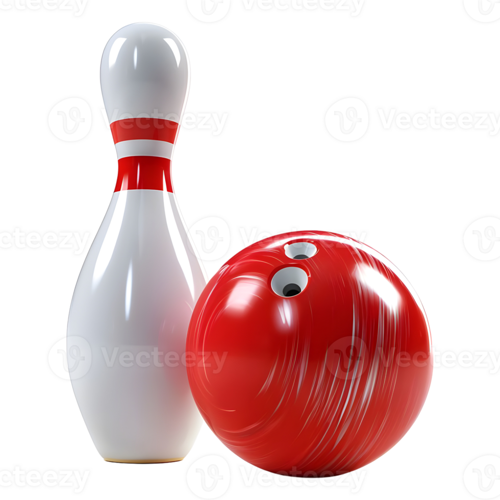 AI generated 3D Rendering of a Bowling Pin and Ball on Transparent Background - Ai Generated png