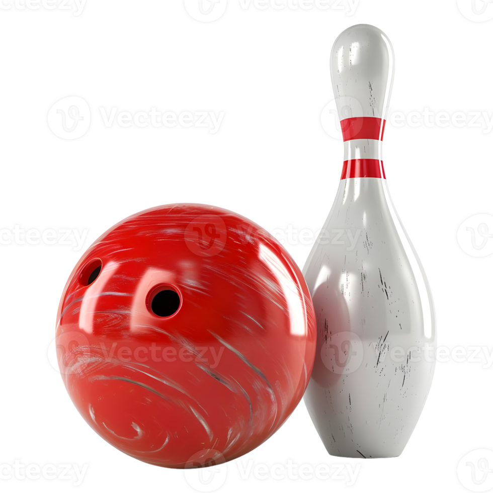 AI generated 3D Rendering of a Bowling Pin and Ball on Transparent Background - Ai Generated png