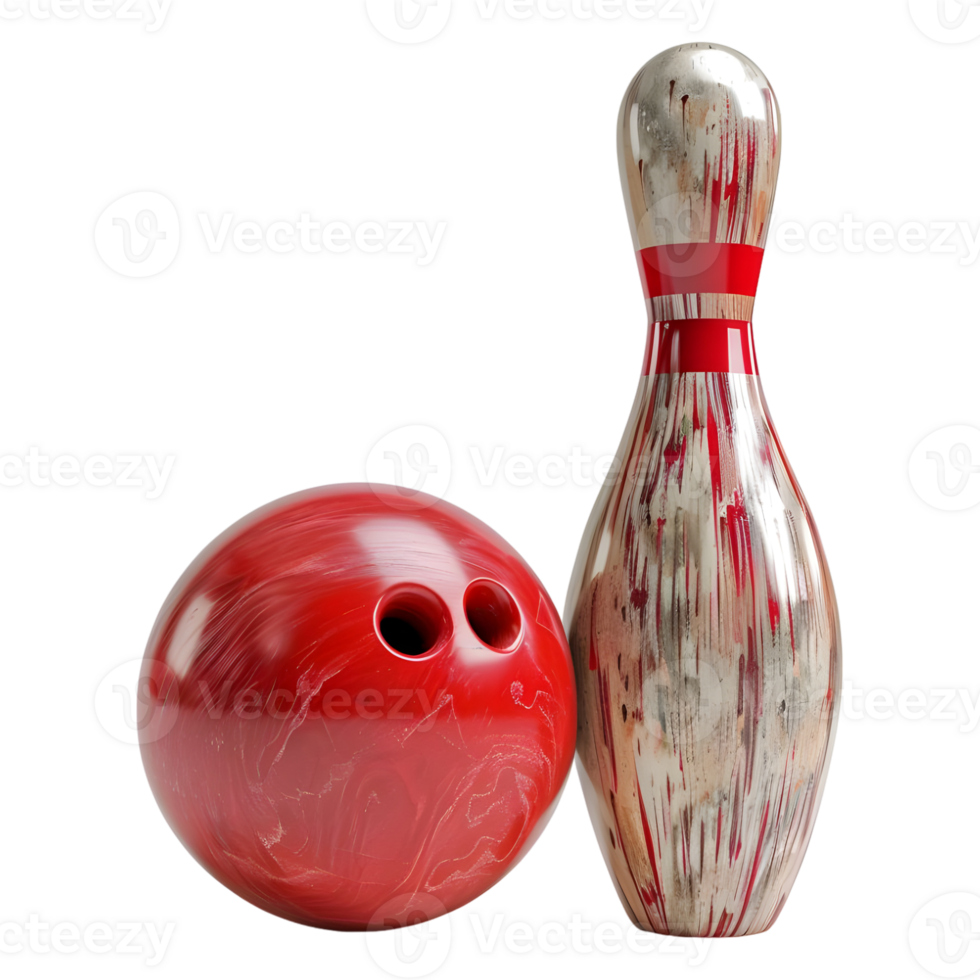 ai generato 3d interpretazione di un' bowling perno e palla su trasparente sfondo - ai generato png