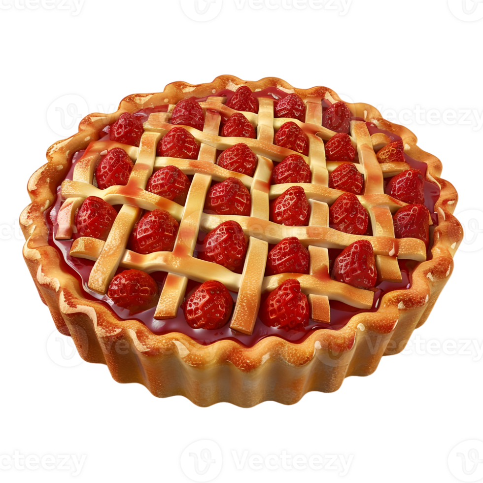 ai generato 3d interpretazione di un' fragola torta su trasparente sfondo - ai generato png
