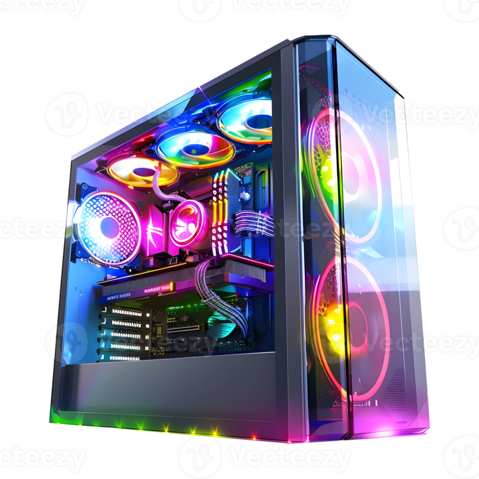AI generated 3D Rendering of a Gaming Pc on Transparent Background - Ai Generated png