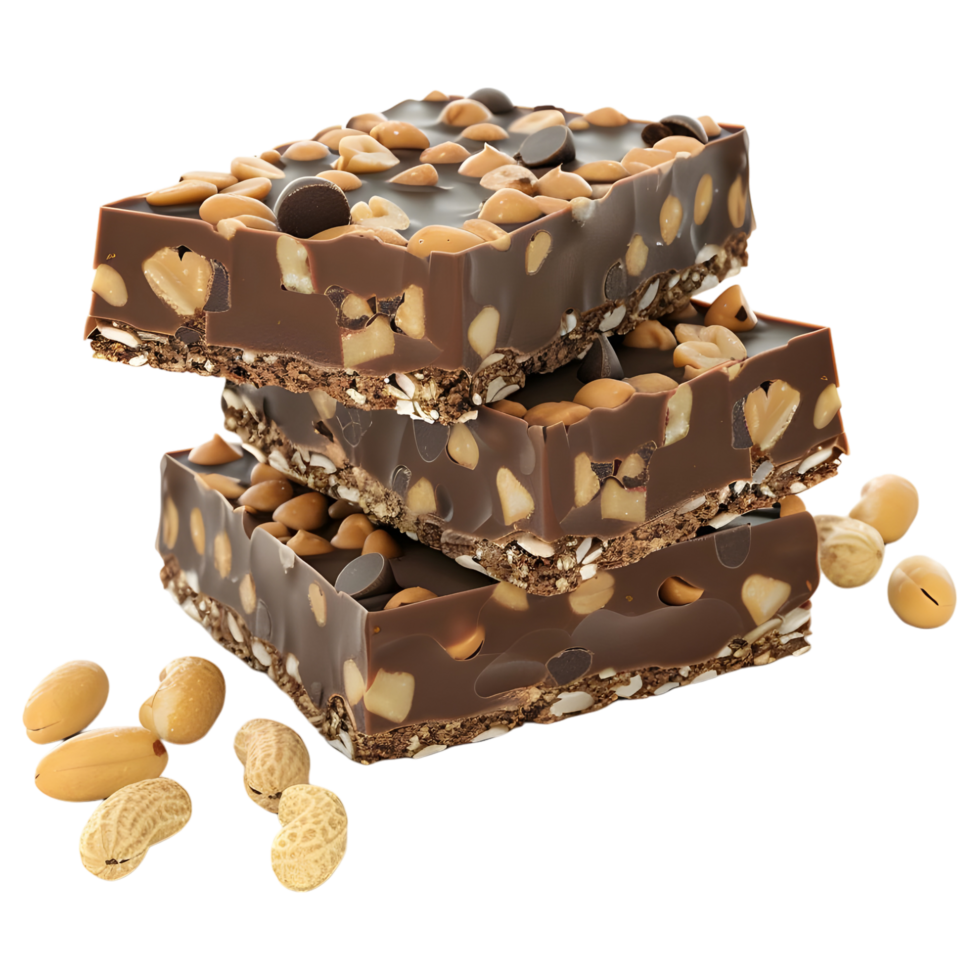 AI generated 3D Rendering of a Almond and Peanuts Chocolate Bar on Transparent Background - Ai Generated png