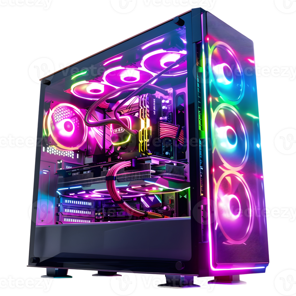 AI generated 3D Rendering of a Gaming Pc on Transparent Background - Ai Generated png