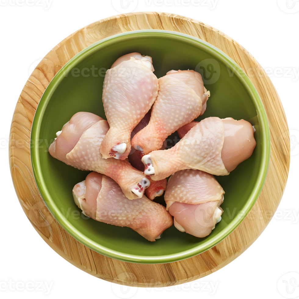 AI generated 3D Rendering of a Raw Chicken Leg Pieces in a Plate on Transparent Background - Ai Generated png