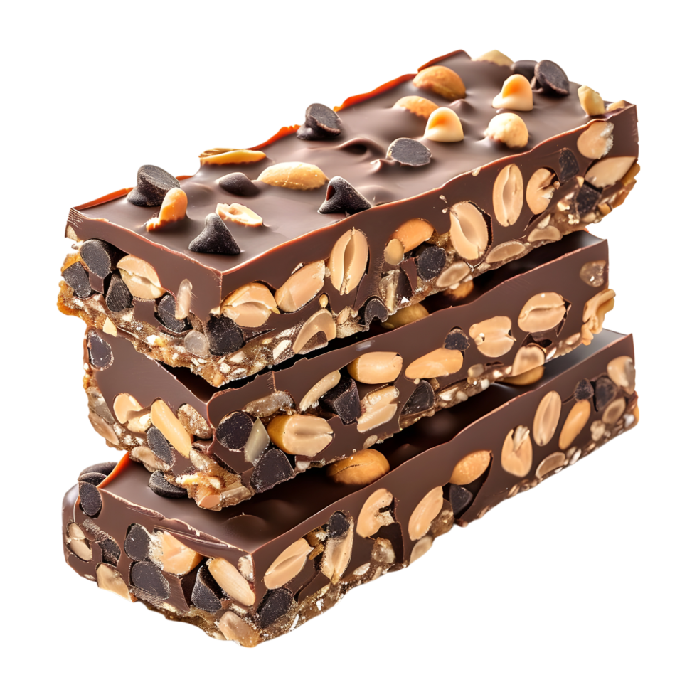 AI generated 3D Rendering of a Almond and Peanuts Chocolate Bar on Transparent Background - Ai Generated png