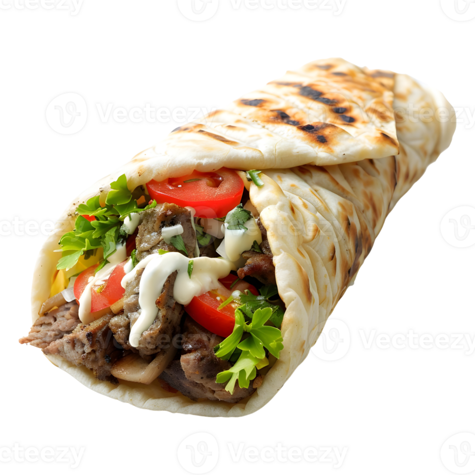 AI generated 3D Rendering of a Pita Break Shawarma or Wrap on Transparent Background - Ai Generated png