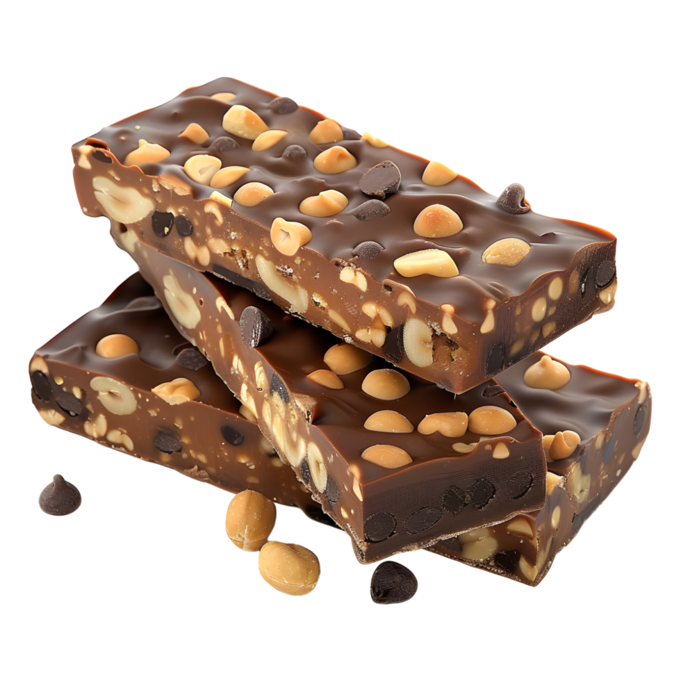 AI generated 3D Rendering of a Almond and Peanuts Chocolate Bar on Transparent Background - Ai Generated png