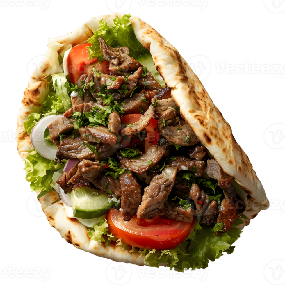 AI generated 3D Rendering of a Pita Break Shawarma or Wrap on Transparent Background - Ai Generated png
