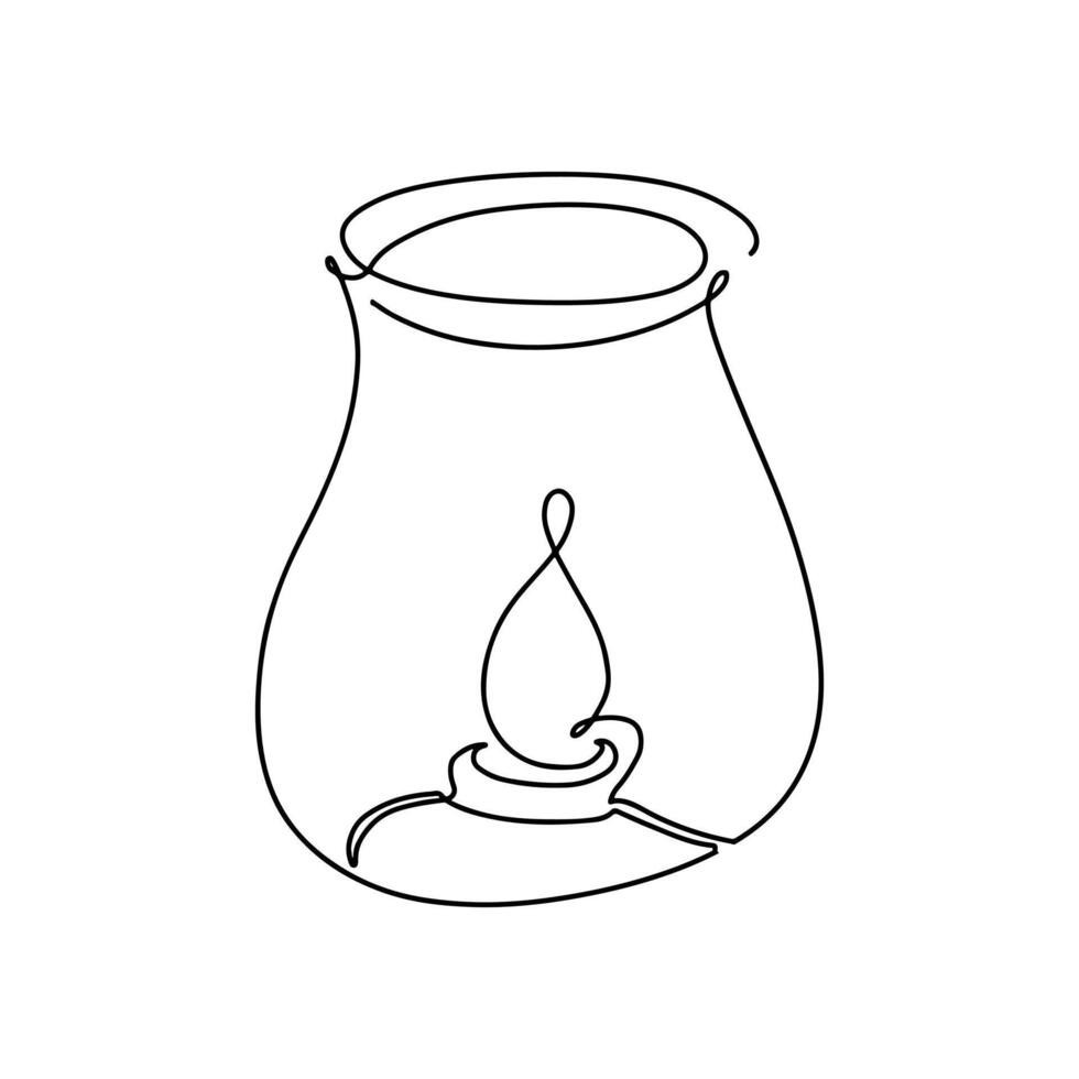Candle in single continuous line. Hand drawn style. Vector illustration isolated on white.