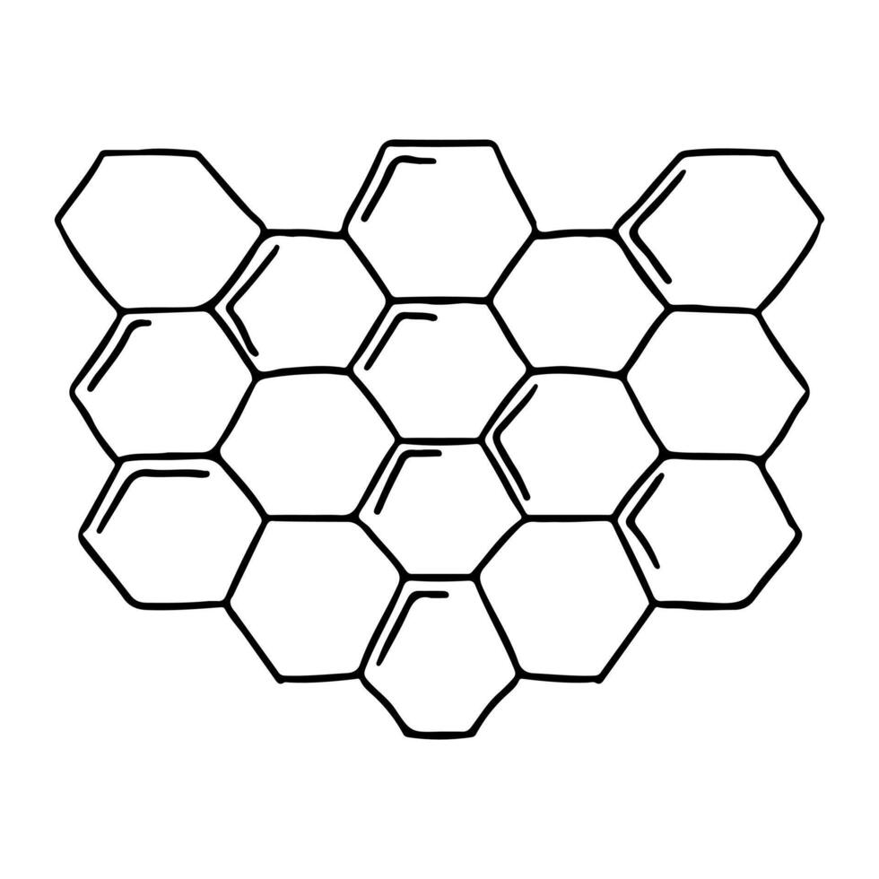 Honeycomb in hand drawn doodle style. Vector illustration isolated on white background.