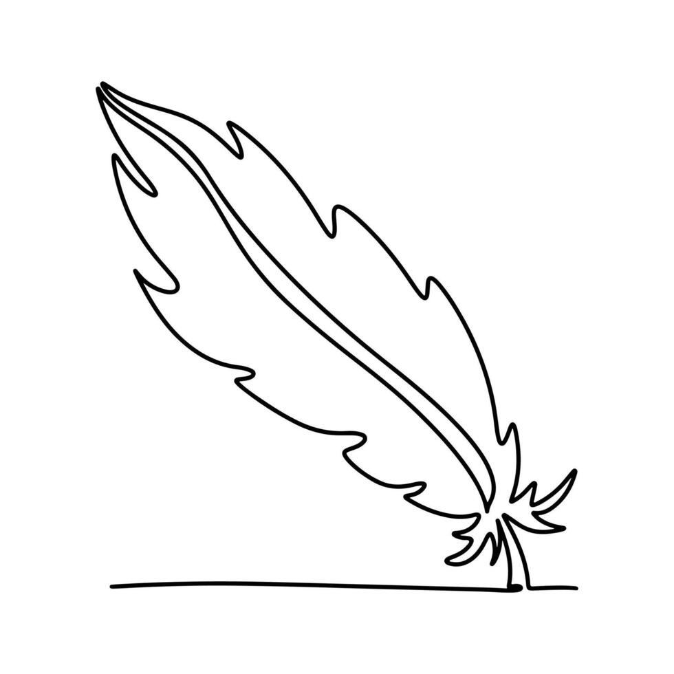 pluma en soltero línea estilo. uno continuo línea dibujo. vector ilustración aislado en blanco antecedentes.