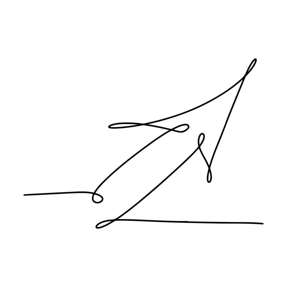 Arrow. Continuous style. Vector illustration isolated on white. Single line art.