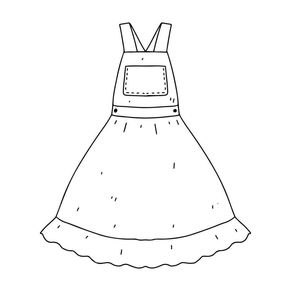 Apron. Hand drawn doodle style. Vector illustration isolated on white. Coloring page.